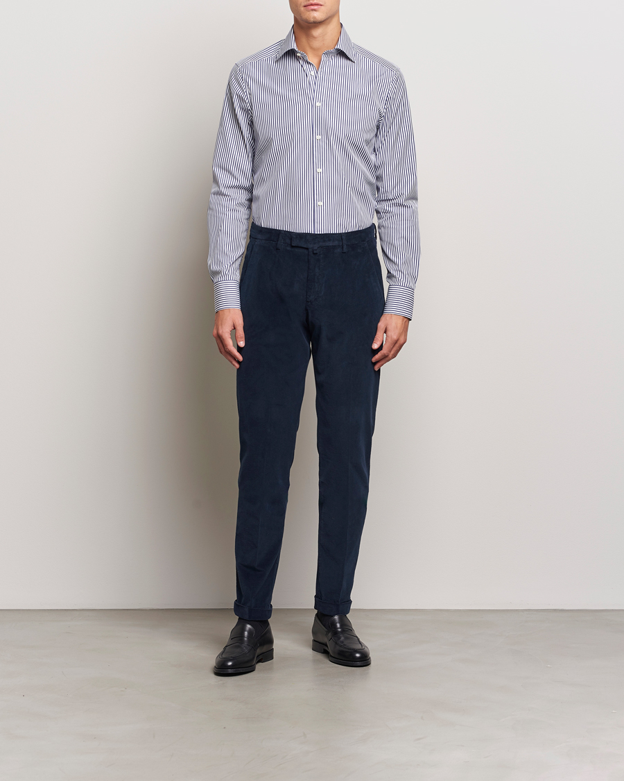 Hombres | Pantalones | Briglia 1949 | Slim Fit Corduroy Trousers Navy