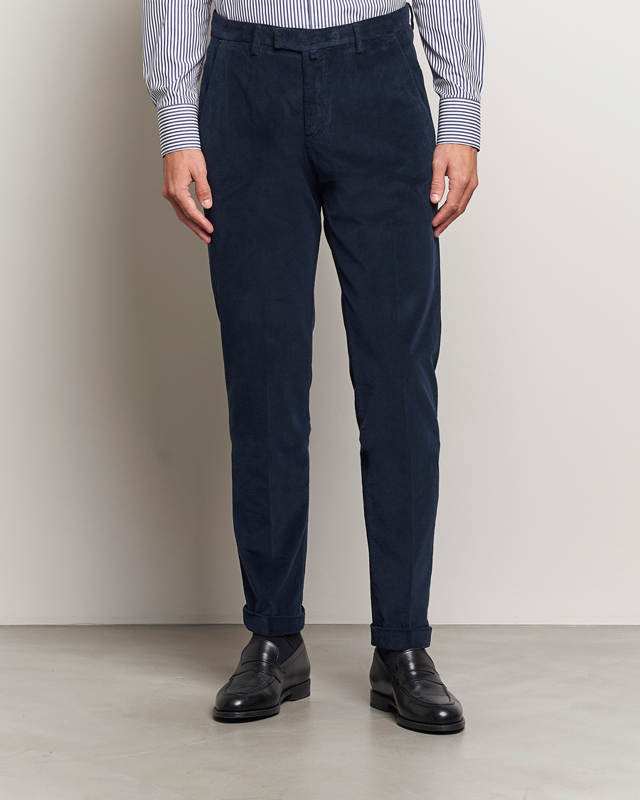 Hombres | Pantalones | Briglia 1949 | Slim Fit Corduroy Trousers Navy
