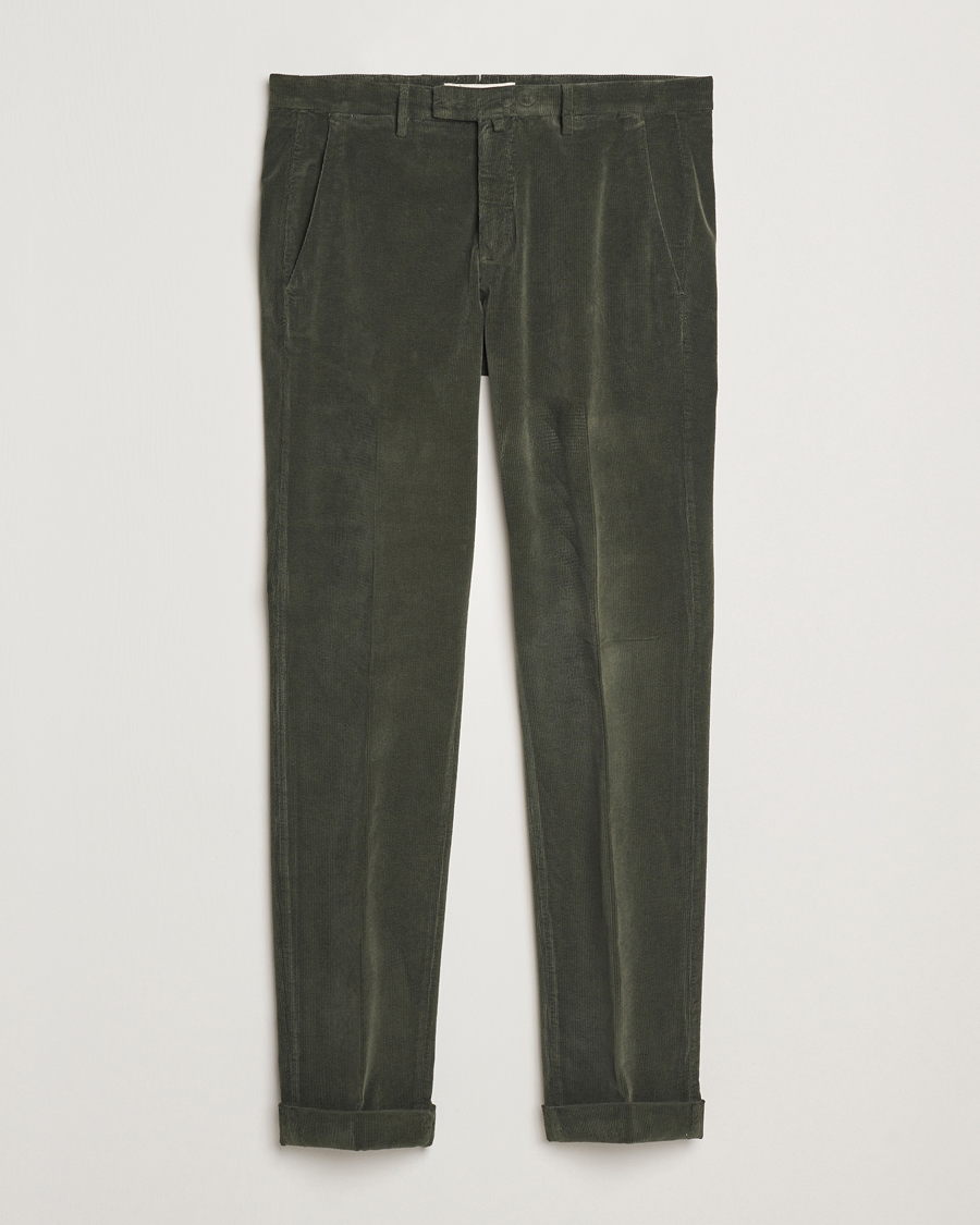 Hombres | Pantalones | Briglia 1949 | Slim Fit Corduroy Trousers Dark Green
