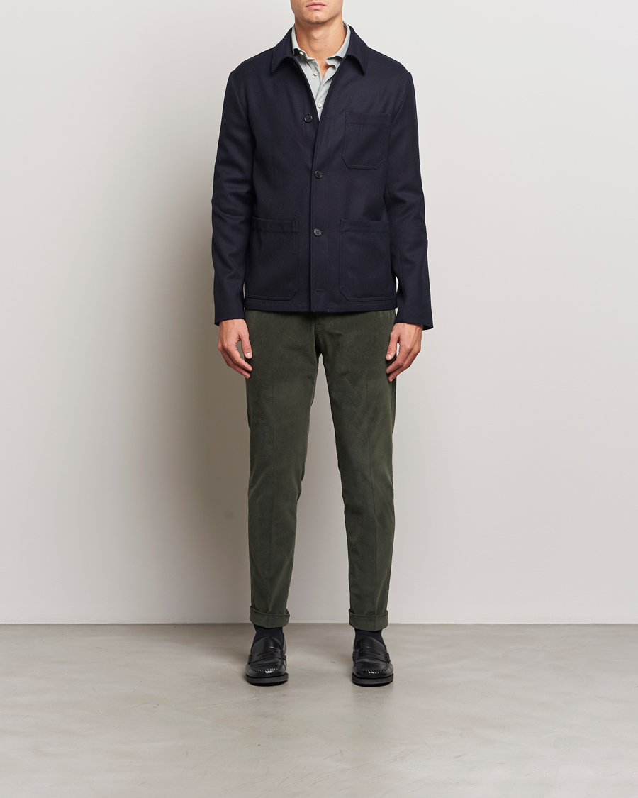 Hombres | Pantalones | Briglia 1949 | Slim Fit Corduroy Trousers Dark Green