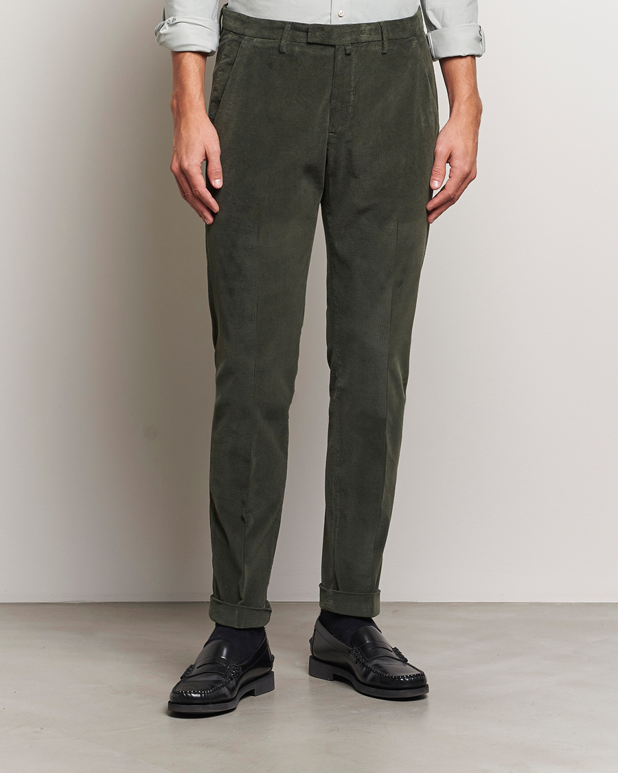 Hombres | Pantalones | Briglia 1949 | Slim Fit Corduroy Trousers Dark Green