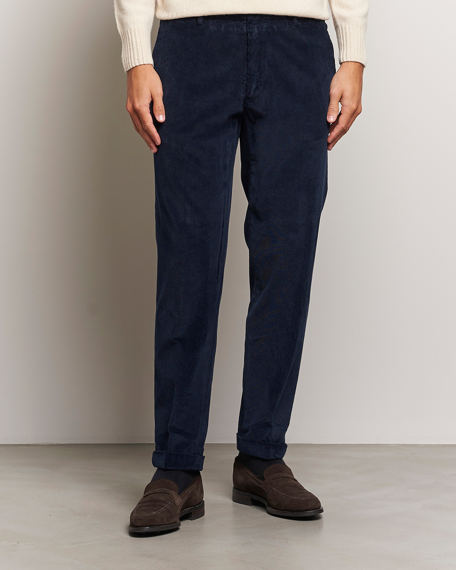Hombres | Pantalones | Briglia 1949 | Easy Fit Corduroy Trousers Navy