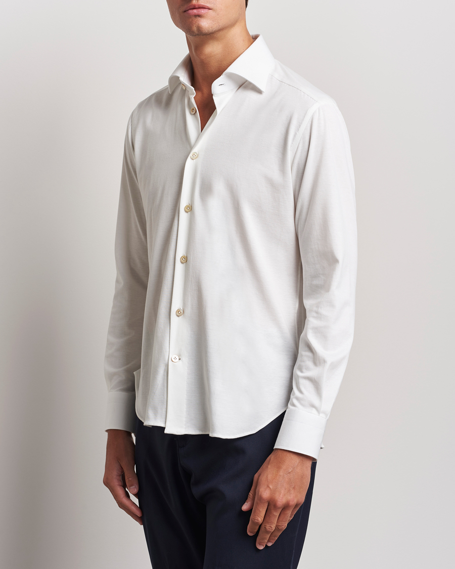 Hombres | Camisas | Kiton | Cotton Jersey Shirt White