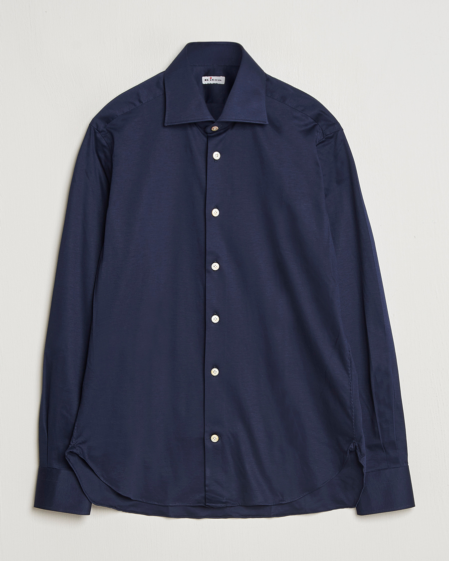 Hombres | Camisas | Kiton | Cotton Jersey Shirt Navy
