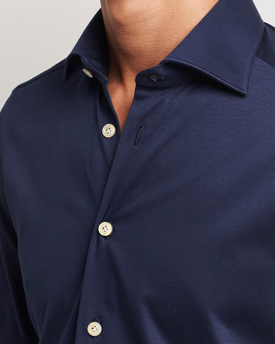Hombres | Camisas | Kiton | Cotton Jersey Shirt Navy