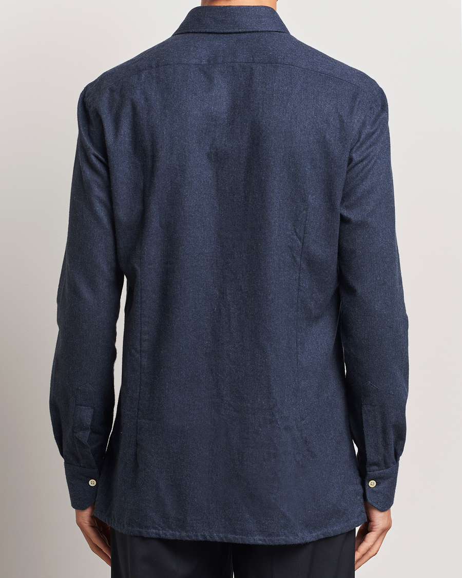 Hombres | Camisas | Kiton | Soft Flannel Sport Shirt Navy