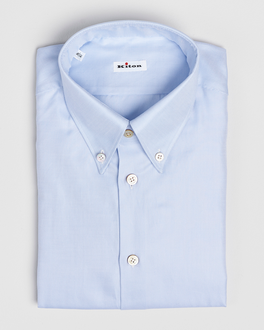 Hombres | Camisas | Kiton | Slim Fit Button Down Oxford Shirt Light Blue
