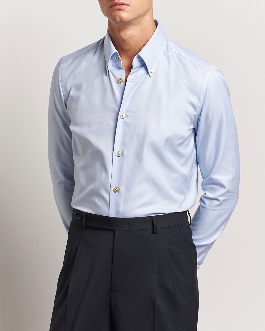 Hombres | Camisas | Kiton | Slim Fit Button Down Oxford Shirt Light Blue