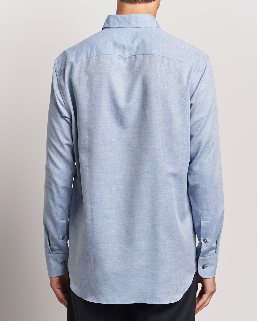 Hombres | Camisas | Brioni | Cotton/Cashmere Flannel Shirt Light Blue