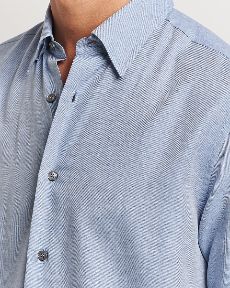 Hombres | Camisas | Brioni | Cotton/Cashmere Flannel Shirt Light Blue