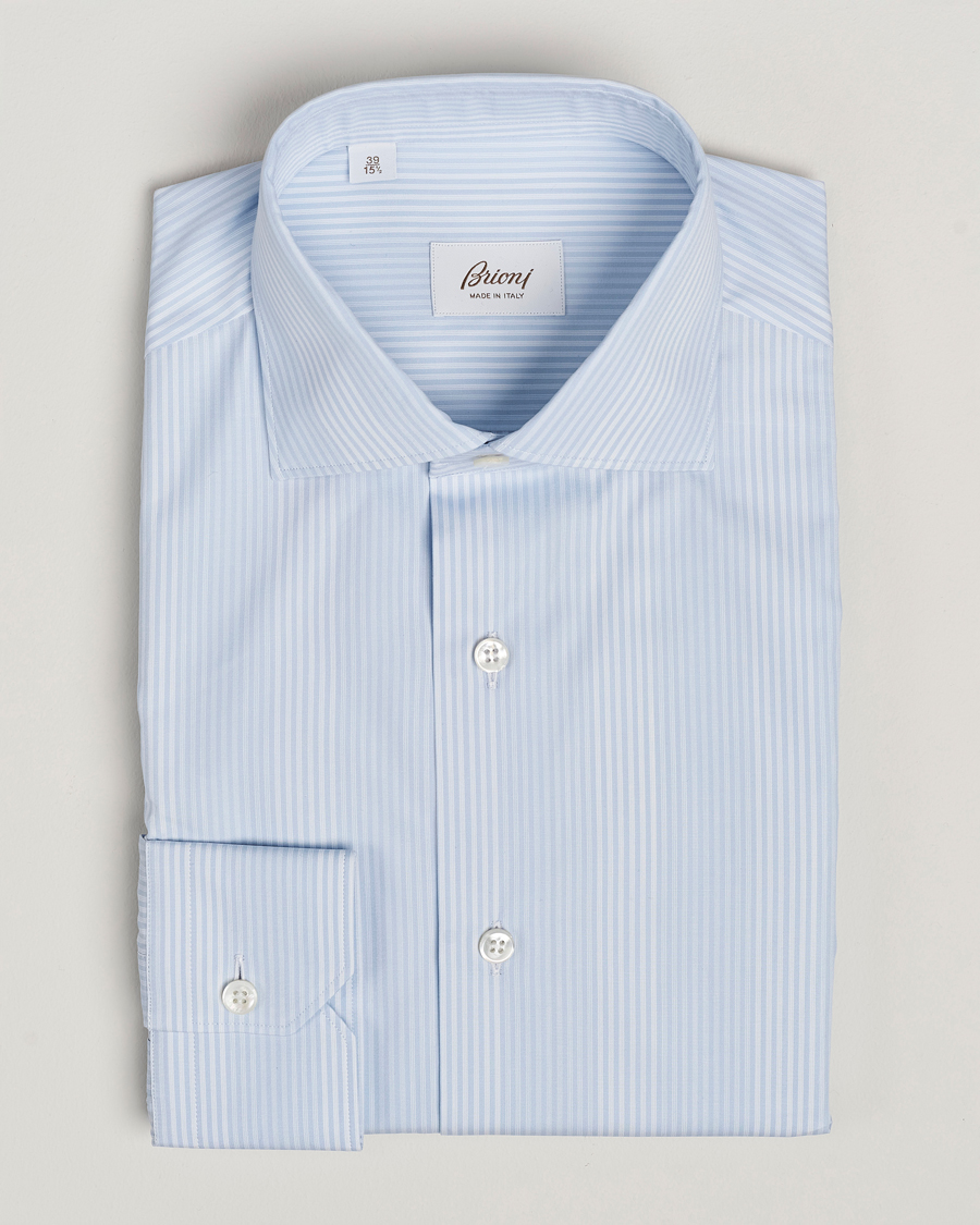 Hombres | Camisas | Brioni | Slim Fit Striped Dress Shirt Light Blue