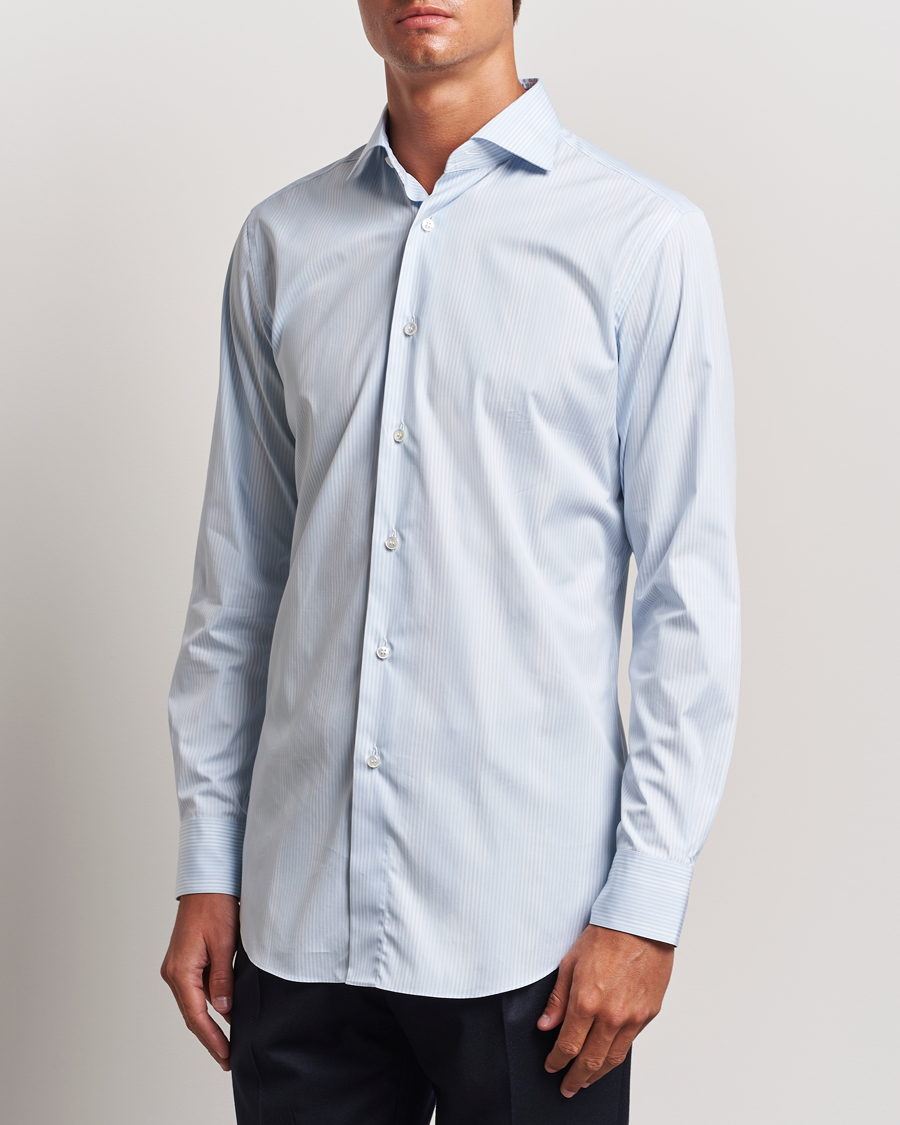 Hombres | Camisas | Brioni | Slim Fit Striped Dress Shirt Light Blue