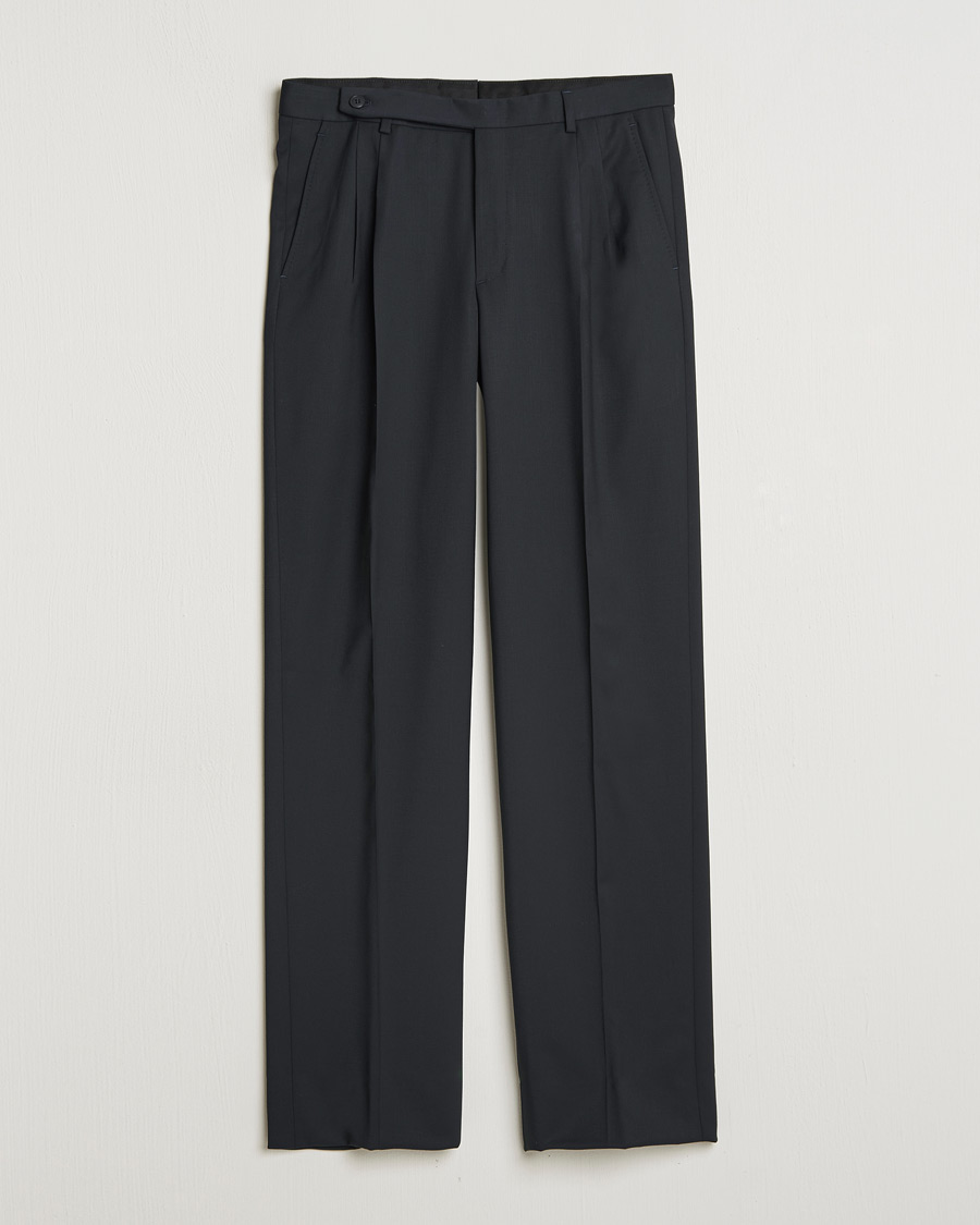 Hombres | Pantalones | Brioni | Pleated Wool Trousers Navy