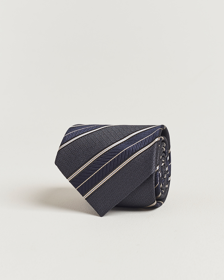 Hombres | Brioni Regimental Stripe Silk Tie Navy | Brioni | Regimental Stripe Silk Tie Navy
