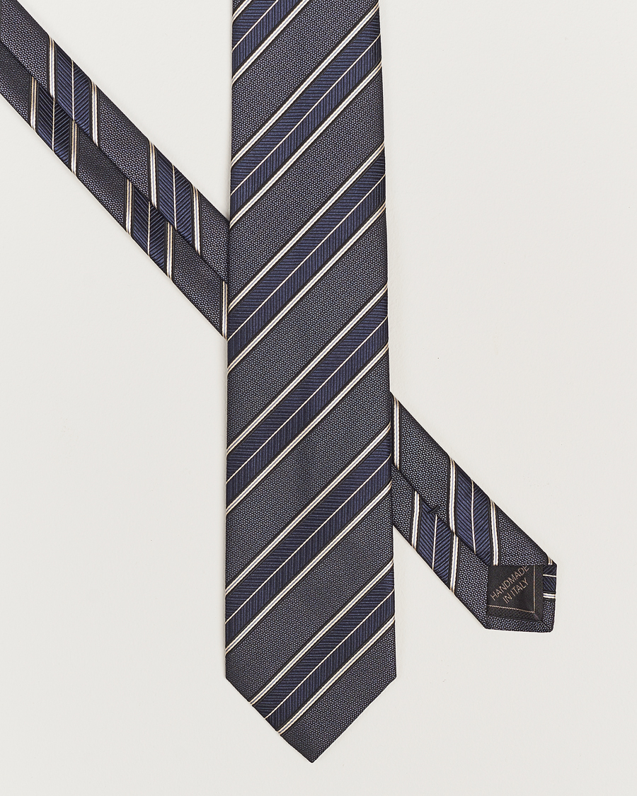 Hombres | Brioni Regimental Stripe Silk Tie Navy | Brioni | Regimental Stripe Silk Tie Navy