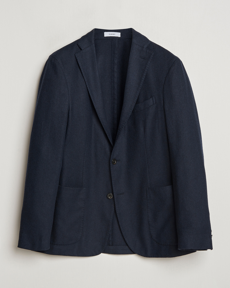 Hombres | Blazers | Boglioli | K Jacket Wool Herringbone Blazer Navy