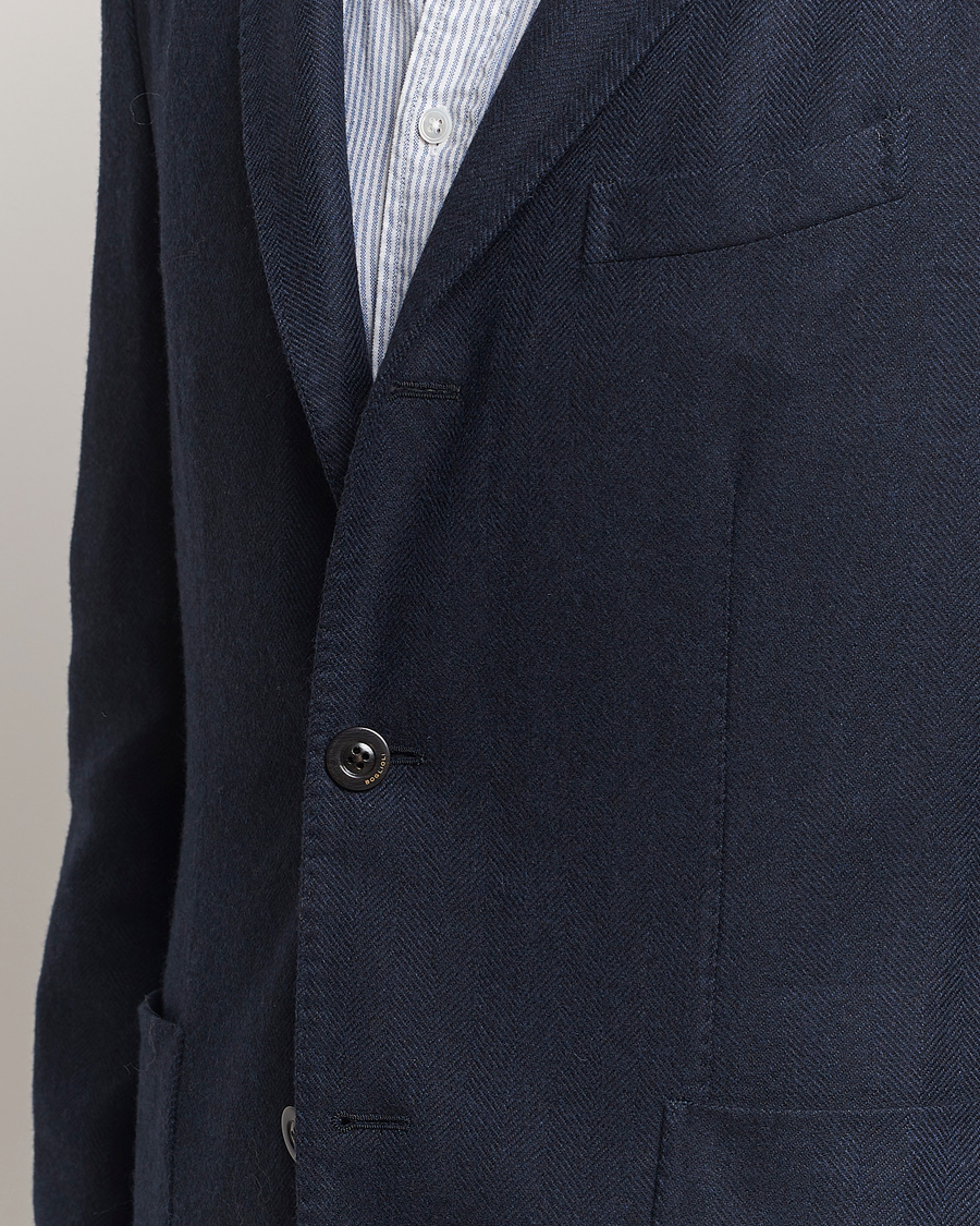 Hombres | Blazers | Boglioli | K Jacket Wool Herringbone Blazer Navy