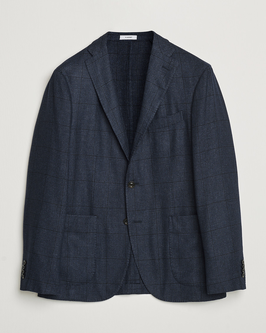 Hombres | Blazers | Boglioli | K Jacket Overcheck Wool Blazer Navy