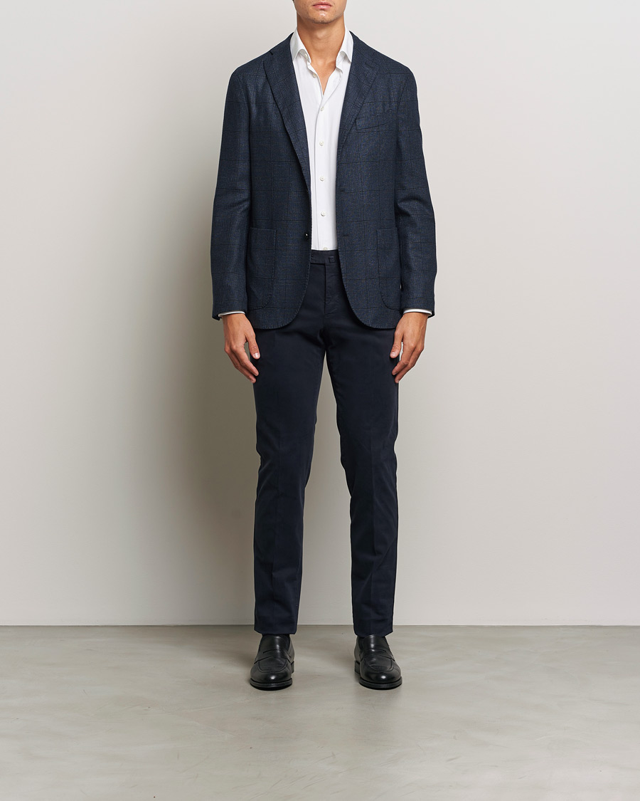 Hombres | Blazers | Boglioli | K Jacket Overcheck Wool Blazer Navy