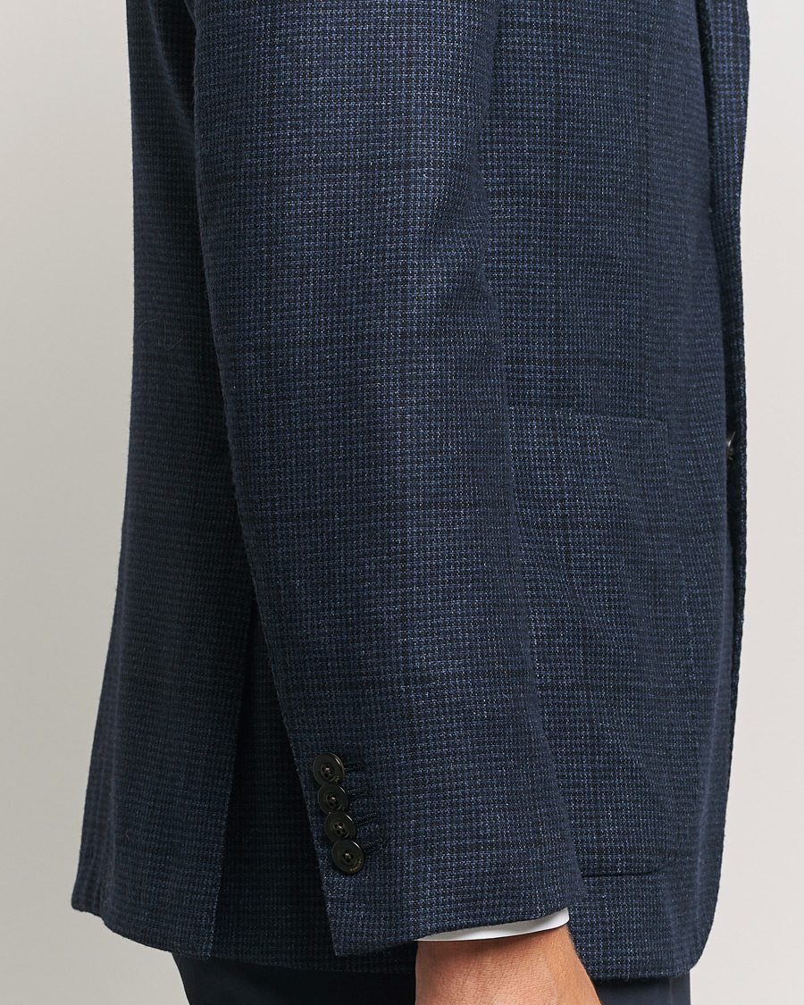 Hombres | Blazers | Boglioli | K Jacket Overcheck Wool Blazer Navy