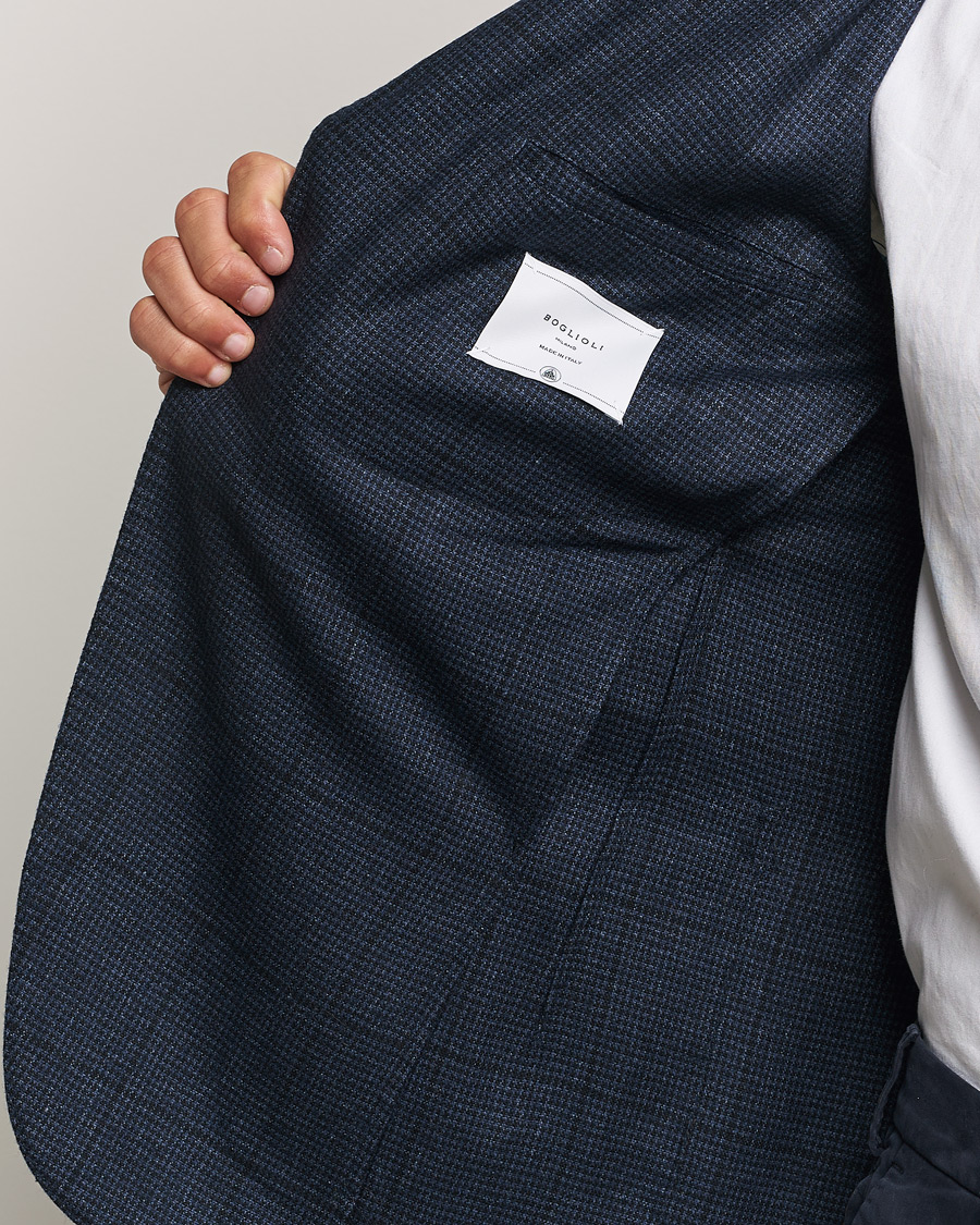Hombres | Blazers | Boglioli | K Jacket Overcheck Wool Blazer Navy