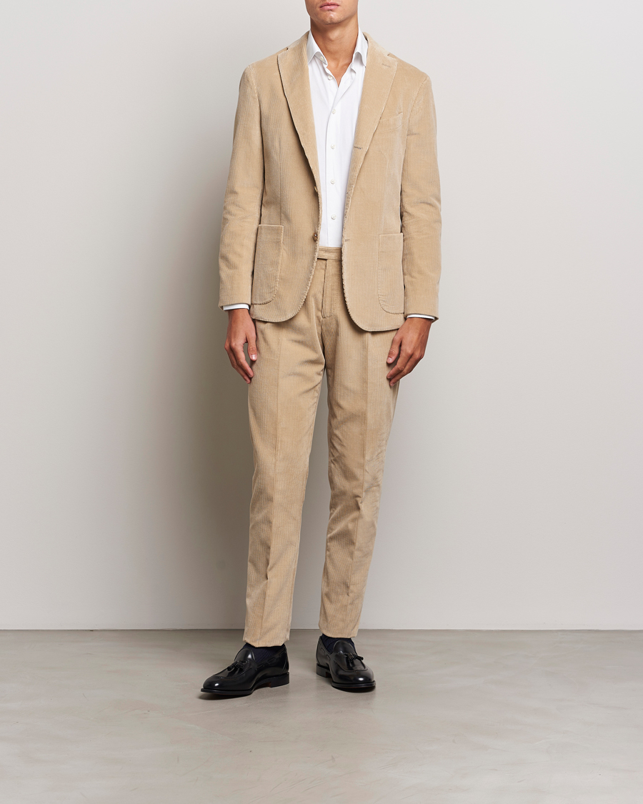 Hombres | Trajes | Boglioli | K Jacket Wale Corduroy Suit Beige