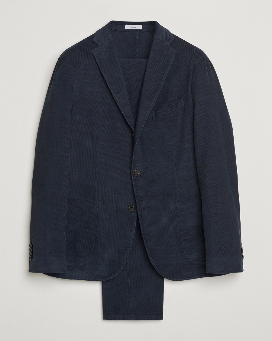 Hombres | Trajes | Boglioli | K Jacket Baby Corduroy Suit Navy