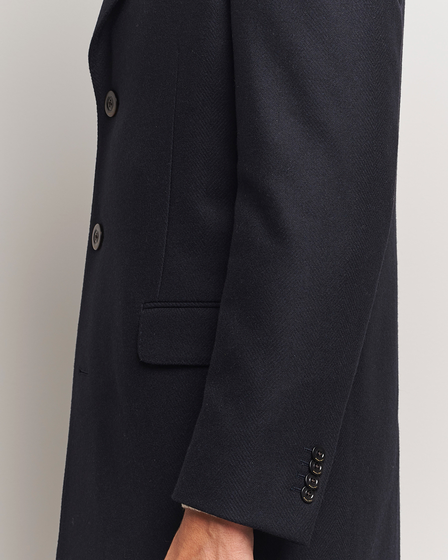 Hombres | Abrigos y chaquetas | Boglioli | Herringbone Wool Coat Navy