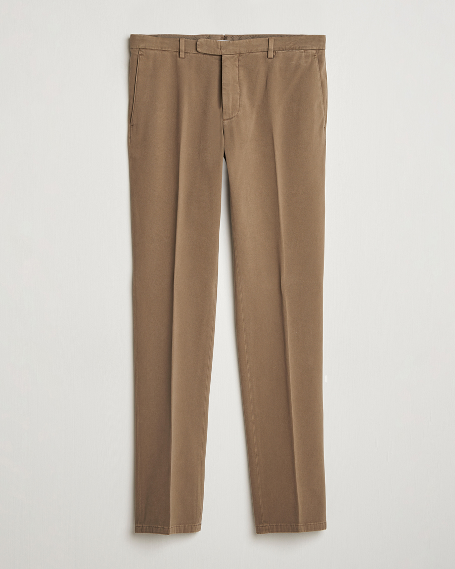 Hombres | Pantalones | Boglioli | Cotton Twill Trousers Brown