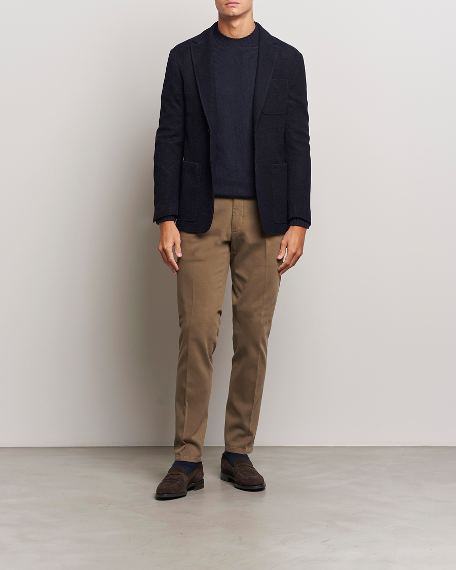 Hombres | Pantalones | Boglioli | Cotton Twill Trousers Brown