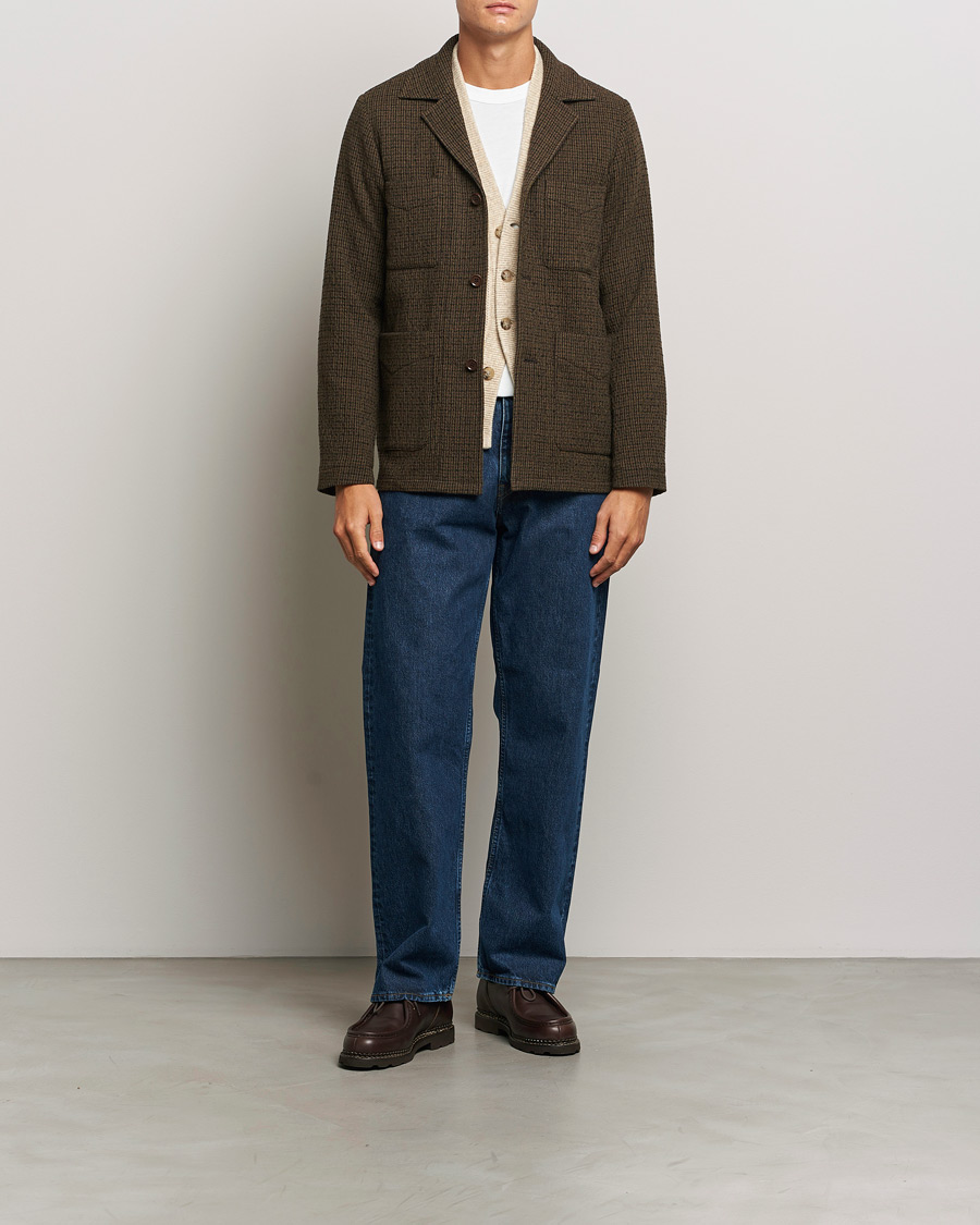 Hombres | Abrigos y chaquetas | Aspesi | Wool Houndstooth Jacket Dark Brown