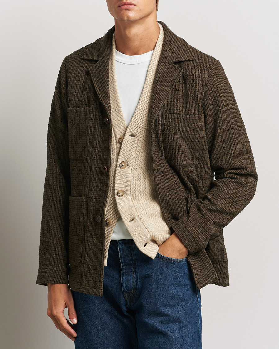 Hombres | Abrigos y chaquetas | Aspesi | Wool Houndstooth Jacket Dark Brown