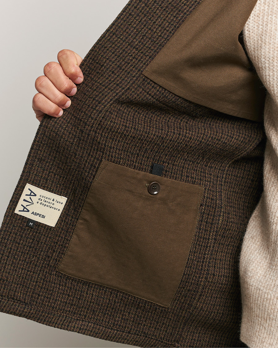 Hombres | Abrigos y chaquetas | Aspesi | Wool Houndstooth Jacket Dark Brown