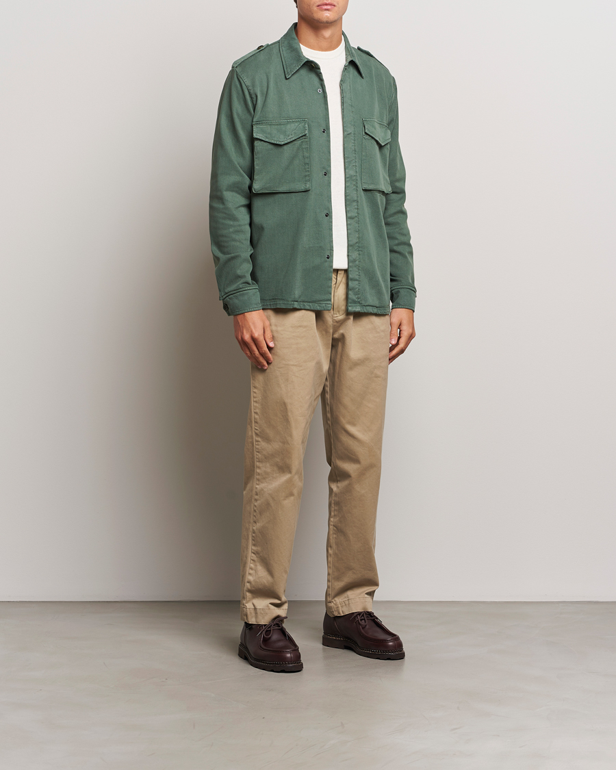 Hombres | Abrigos y chaquetas | Aspesi | Twill Cotton Shirt Jacket Green