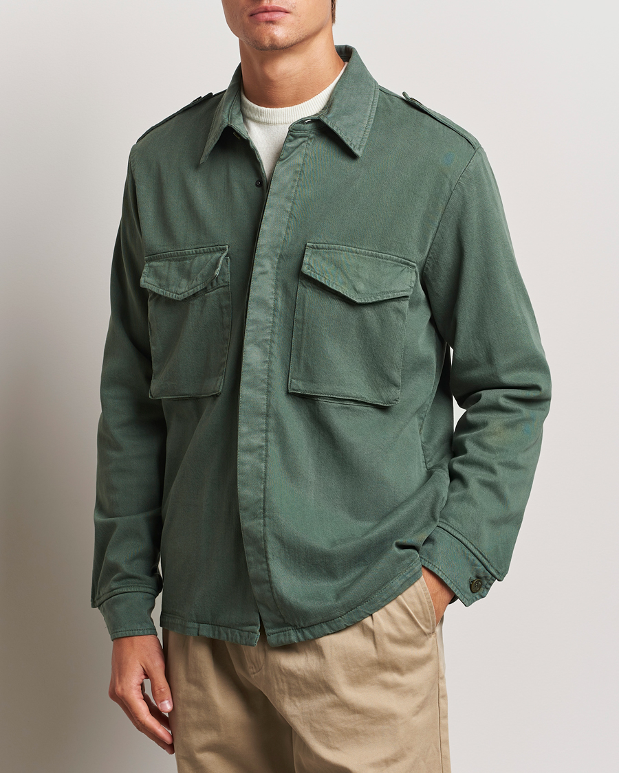 Hombres | Abrigos y chaquetas | Aspesi | Twill Cotton Shirt Jacket Green