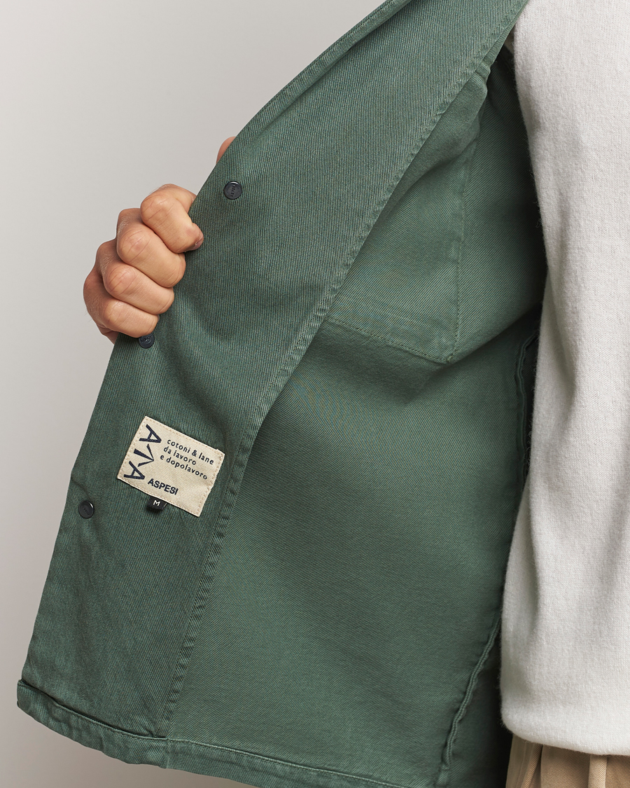 Hombres | Abrigos y chaquetas | Aspesi | Twill Cotton Shirt Jacket Green