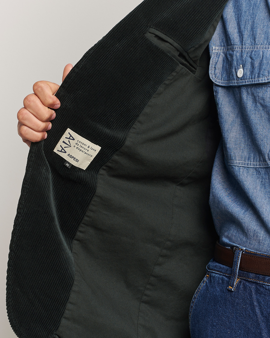 Hombres | Blazers | Aspesi | Corduroy Blazer Dark Green