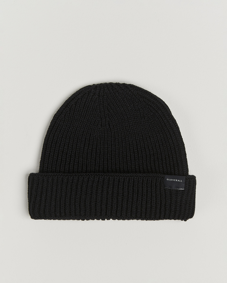 Hombres | Gloverall Fisherman Lambswool Beanie Black | Gloverall | Fisherman Lambswool Beanie Black