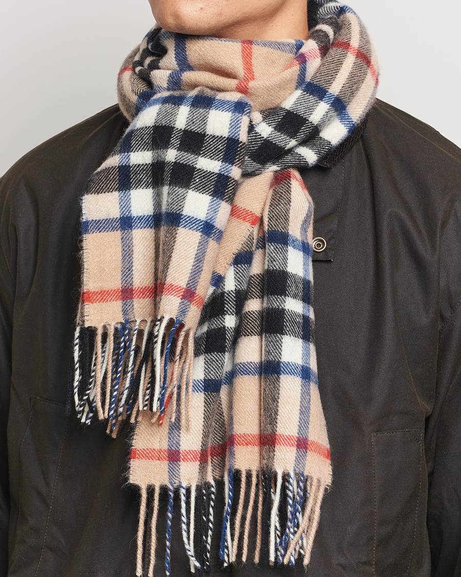 Hombres | Gloverall Lambswool Scarf Camel Check | Gloverall | Lambswool Scarf Camel Check