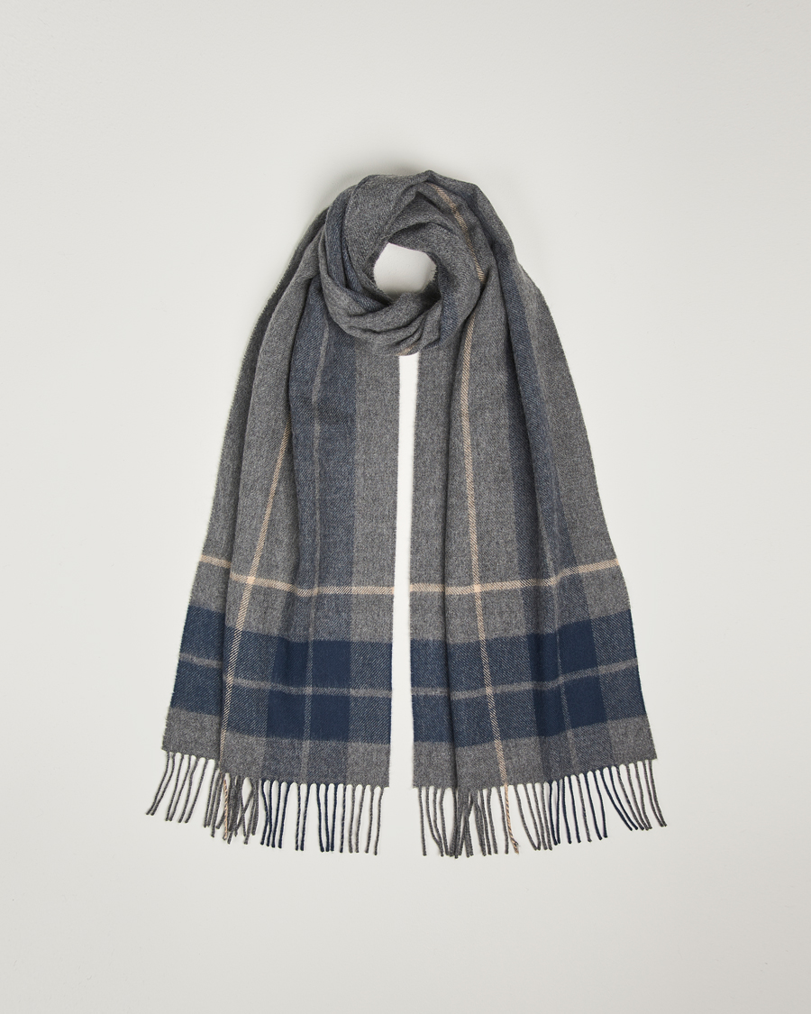 Hombres | Gloverall Lambswool Scarf Grey Check | Gloverall | Lambswool Scarf Grey Check