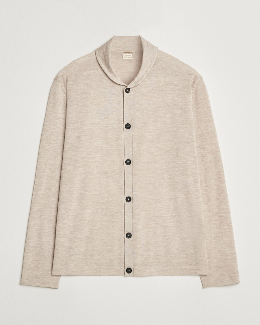Hombres | Jerséis y prendas de punto | Massimo Alba | Cashmere Shawl Collar Cardigan Beige