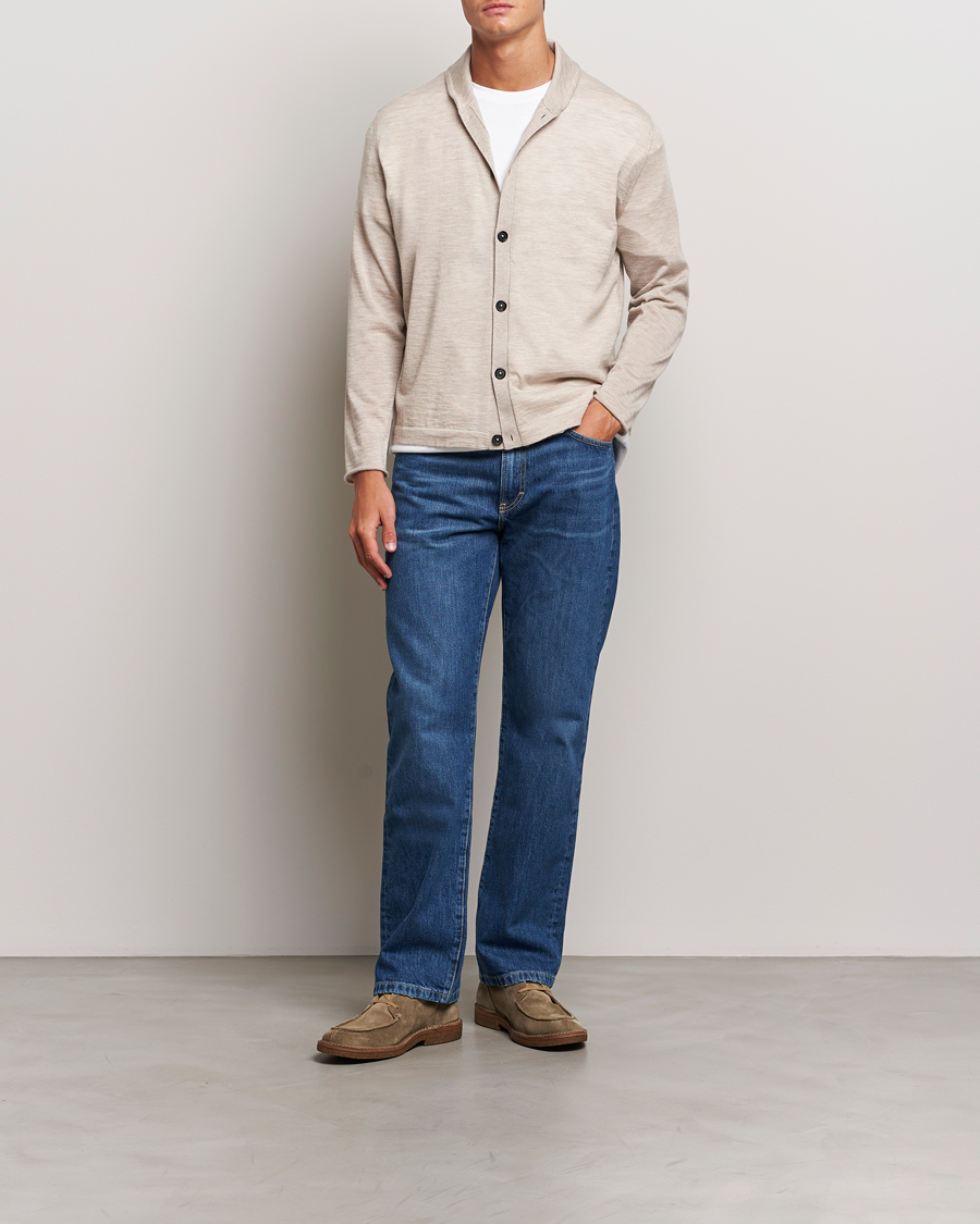 Hombres | Jerséis y prendas de punto | Massimo Alba | Cashmere Shawl Collar Cardigan Beige