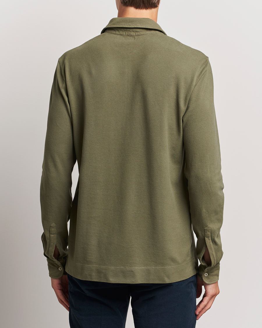 Hombres | Jerséis y prendas de punto | Massimo Alba | Ischia Cotton/Cashmere Long Sleeve Polo Military