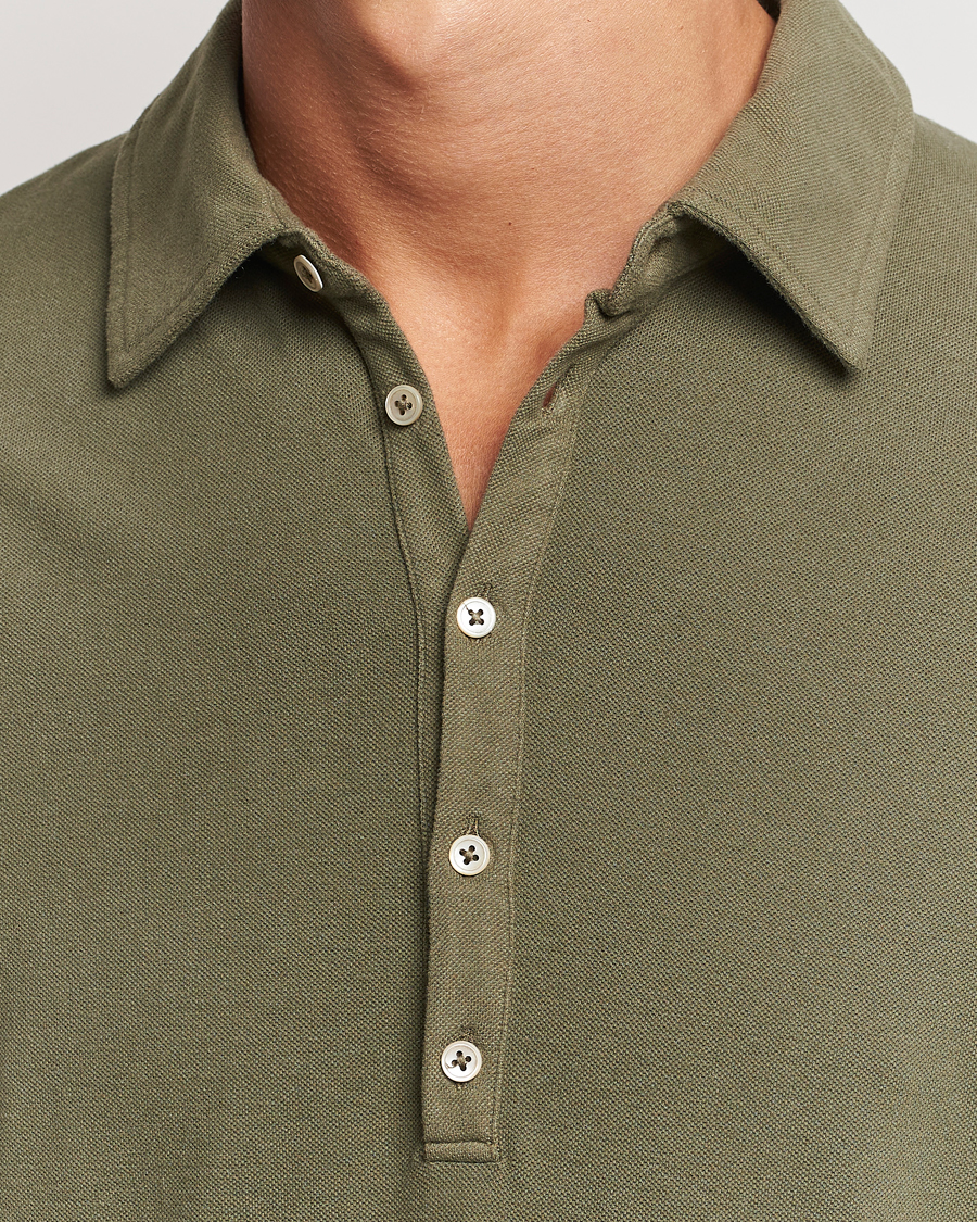 Hombres | Jerséis y prendas de punto | Massimo Alba | Ischia Cotton/Cashmere Long Sleeve Polo Military