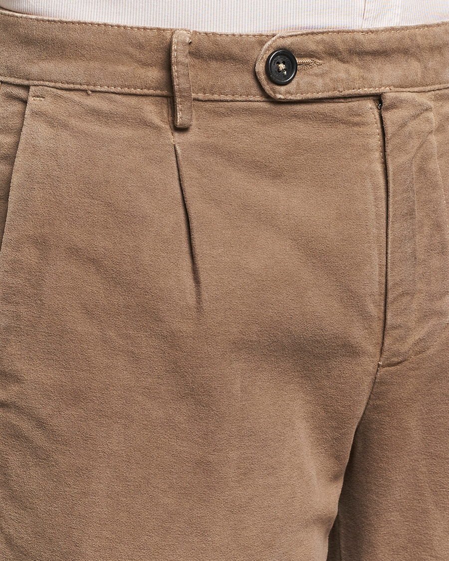 Hombres | Pantalones | Massimo Alba | Ionio Pleated Moleskine Trousers Brown