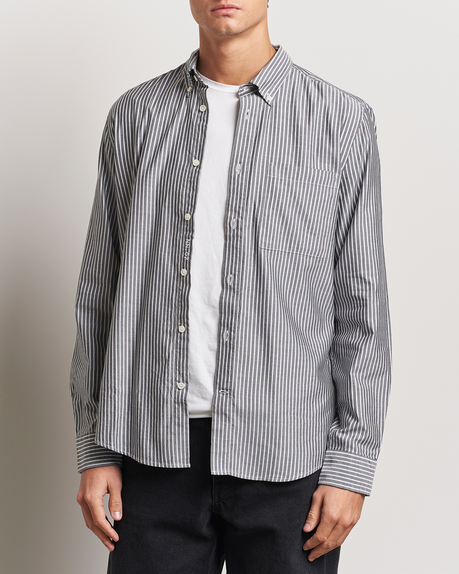 Hombres | Camisas | NN07 | Arne Tencel Striped Shirt Black/White
