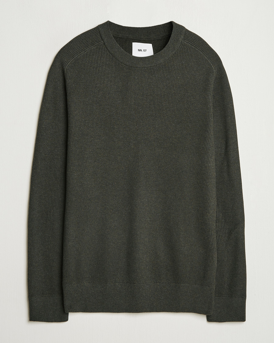 Hombres | Jerséis y prendas de punto | NN07 | Kevin Cotton Knitted Sweater Dark Army
