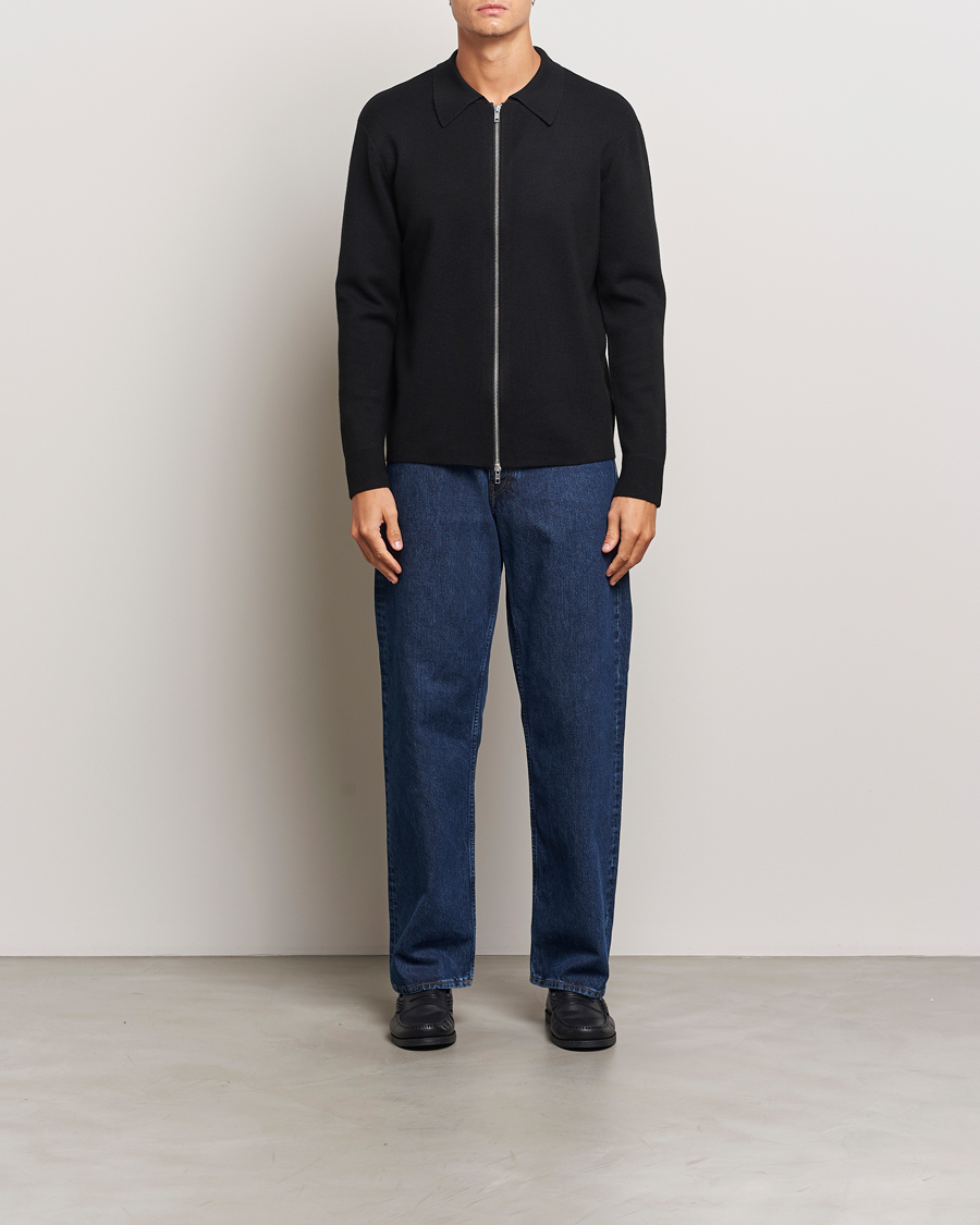 Hombres | Jerséis y prendas de punto | NN07 | Harald Cotton/Modal Full Zip Black