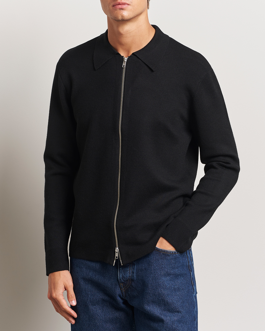 Hombres | Jerséis y prendas de punto | NN07 | Harald Cotton/Modal Full Zip Black