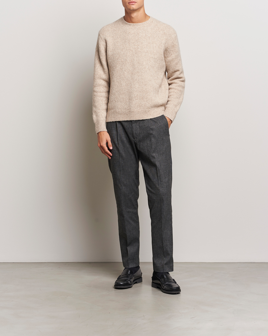 Hombres | Pantalones | NN07 | Bill Pleated Brushed Cotton Trousers Black Melange